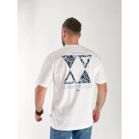 Чоловіча футболка з написом на спині білого кольору 33263