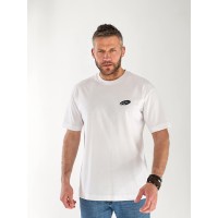 Чоловіча футболка з написом на спині білого кольору 33263