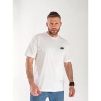 Чоловіча футболка з написом на спині білого кольору 33263