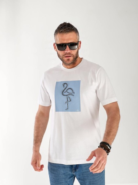 Чоловіча футболка з малюнком білого кольору 33264