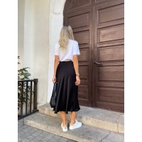 Шовкова спідниця міді чорного кольору 33273