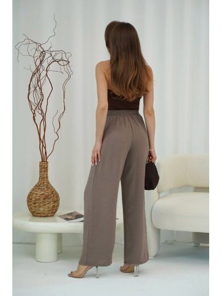 Жіночі легкі штани палаццо кавового кольору 33276