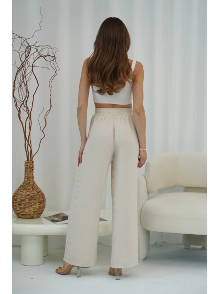 Жіночі легкі штани палаццо молочного кольору 33277
