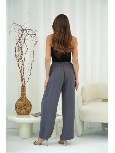 Жіночі легкі штани палаццо графiтового кольору 33281