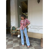 Женская летняя блузка на завязках красного цвета 33282