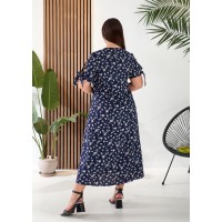 Літнє плаття міді вільного крою синього кольору 33283