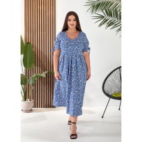 Літнє плаття міді вільного крою блакитного кольору 33284