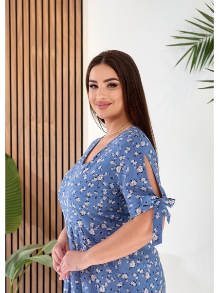 Літнє плаття міді вільного крою блакитного кольору 33284