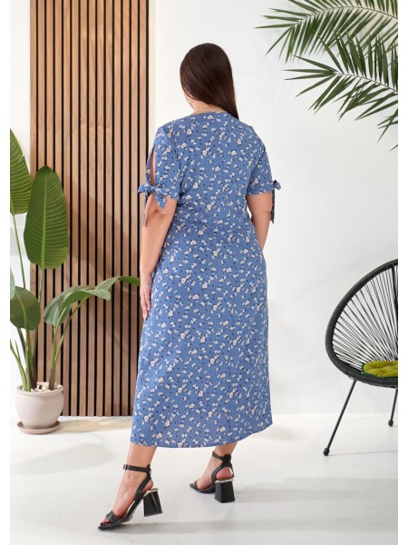 Літнє плаття міді вільного крою блакитного кольору 33284