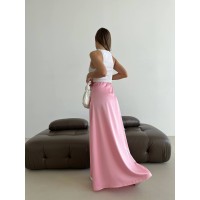 Жіноча спідниця шовкова максі рожевого кольору 33286