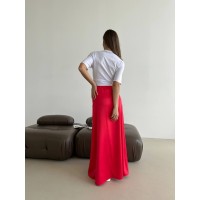 Жіноча спідниця шовкова максі червоного кольору 33287