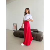 Жіноча спідниця шовкова максі червоного кольору 33287