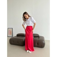 Жіноча спідниця шовкова максі червоного кольору 33287