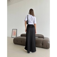 Жіноча спідниця шовкова максі чорного кольору 33288