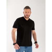 Чоловіча базова футболка з смужками чорного кольору 33299