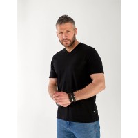 Чоловіча базова футболка з смужками чорного кольору 33299