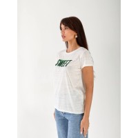 Женская футболка с надписью из пайеток белого цвета 33301