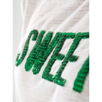 Женская футболка с надписью из пайеток белого цвета 33301