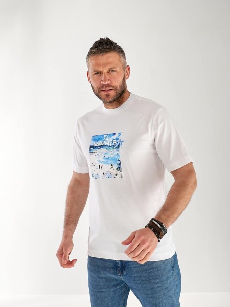 Чоловіча футболка з картинкою бiлого кольору 33309