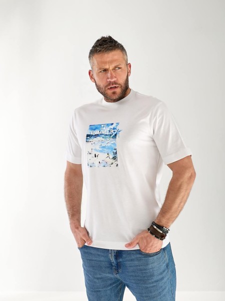 Чоловіча футболка з картинкою бiлого кольору 33309