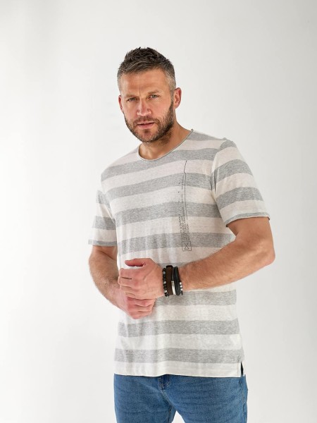 Чоловіча футболка в смужку сірого кольору 33310