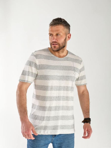 Чоловіча футболка в смужку сірого кольору 33310