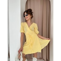 Мусліновий сарафан на запах жовтого кольору 33327