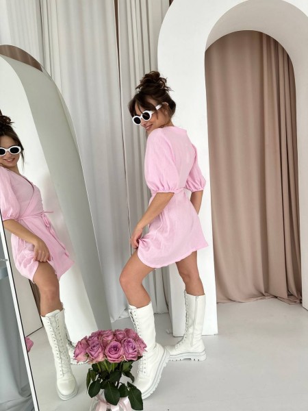 Мусліновий сарафан на запах рожевого кольору 33328