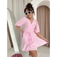 Мусліновий сарафан на запах рожевого кольору 33328