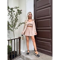 Жіночий літній костюм 3-ка бежевого кольору 33346