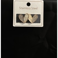 Гвоздики Сердца с камушками золотого цвета застежка - пусет 33351