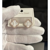 Серьги Клевер с камушками золотого цвета английский замок 33355