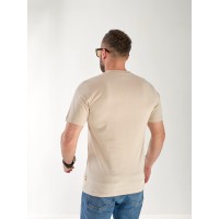 Чоловіча футболка з написом бежевого кольору 33359