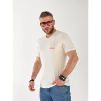 Чоловіча футболка з візерунком бежевого кольору 33361