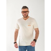 Чоловіча футболка з візерунком бежевого кольору 33361