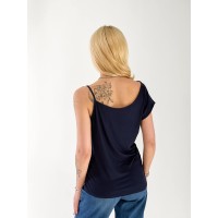 Майка жіноча на одне плече синього кольору 33362