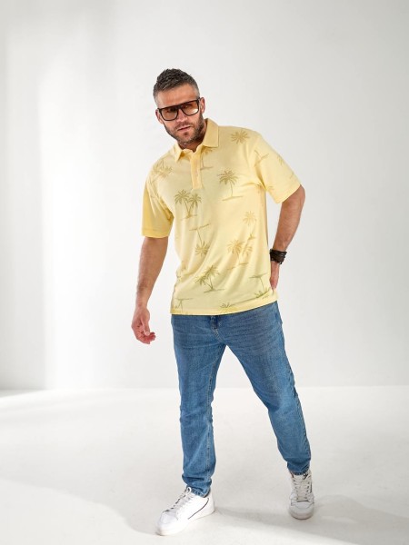 Чоловіча футболка поло з малюнком жовтого кольору 33363