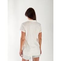 Жіноча футболка поло з написом білого кольору 33366