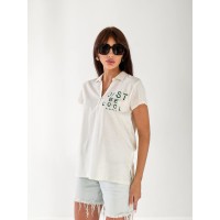 Жіноча футболка поло з написом білого кольору 33366