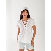 Жіноча футболка з зав'язками білого кольору 33368