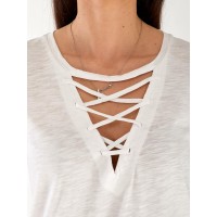 Жіноча футболка з зав'язками білого кольору 33368