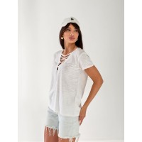 Жіноча футболка з зав'язками білого кольору 33368