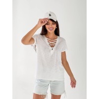 Жіноча футболка з зав'язками білого кольору 33368