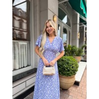 Літня сукня міді свiло-синього кольору 33379