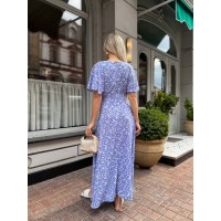 Літня сукня міді свiло-синього кольору 33379