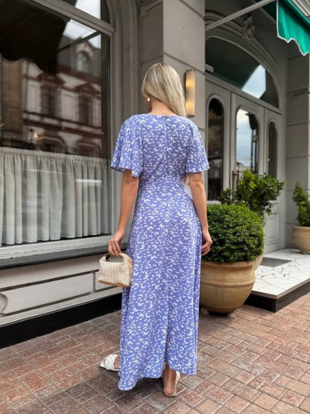 Летнее платье миди светло-синего цвета 33379