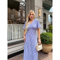 Літня сукня міді свiло-синього кольору 33379
