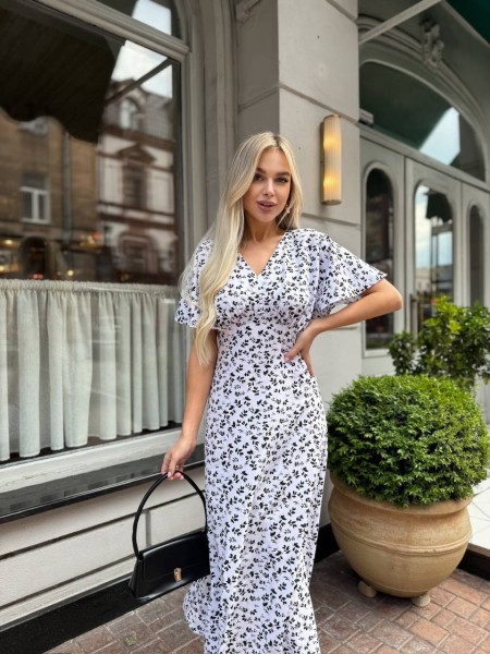 Летнее платье миди белого цвета 33380