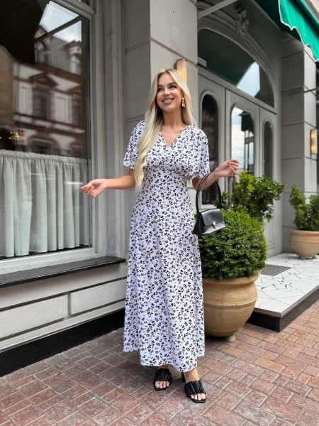 Летнее платье миди белого цвета 33380