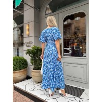 Летнее платье миди в цветок синего цвета 33383